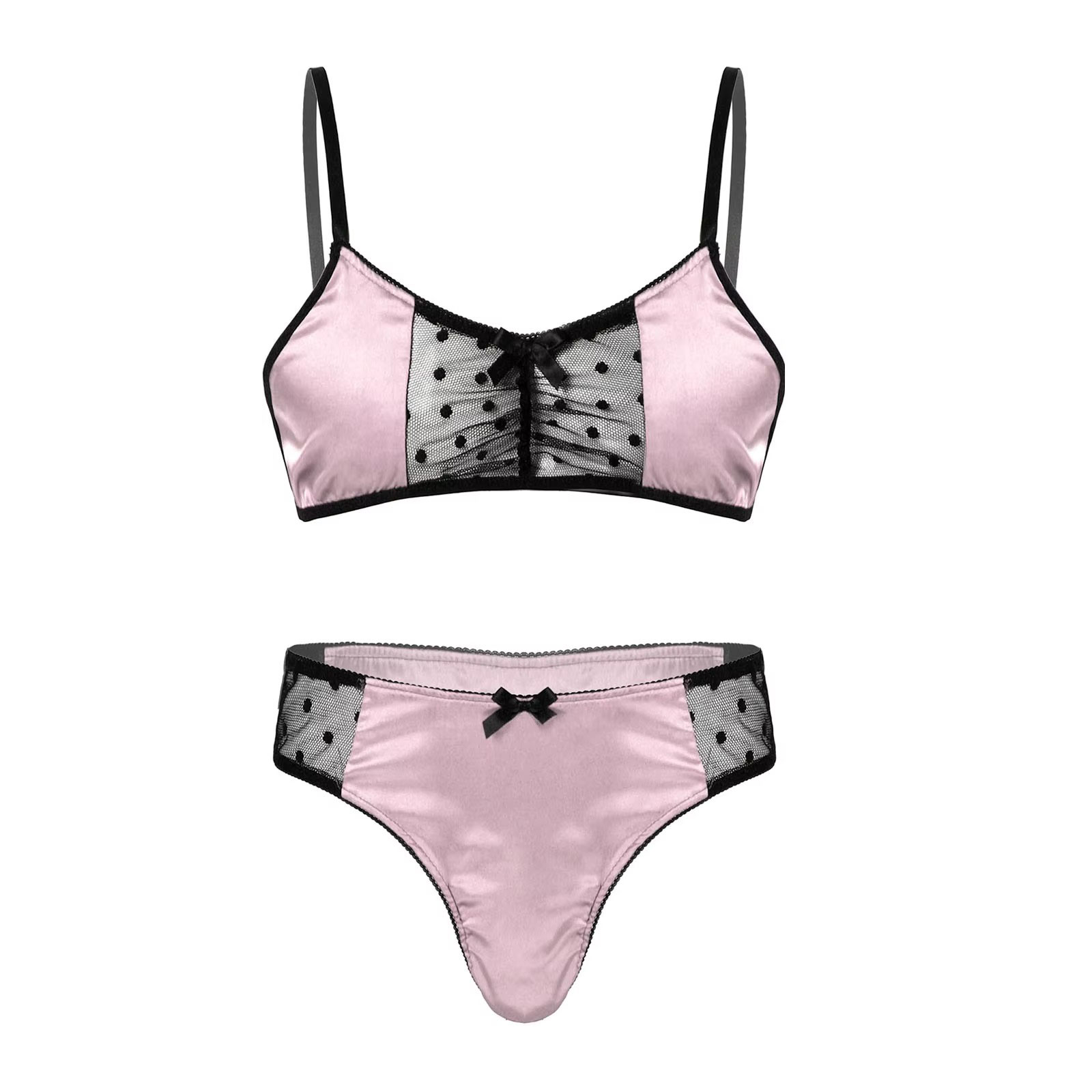 Sheer Mesh Bra - Mannen Satijnen Lingerie Pak Sissy Nachtkleding